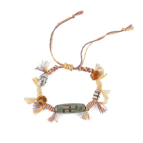 HZMAN Tibetan Buddhism Dzi Bead Bracelet - Lucky Protection & Gift
