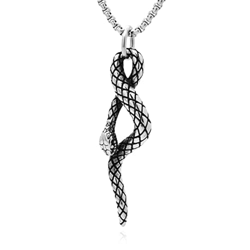 Xusamss Punk Rock Stainless Steel Animal Snake Pendant Necklace