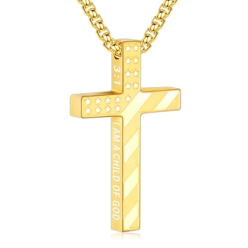 Stainless Steel Cross Necklace for Men Boys Graduation Gifts