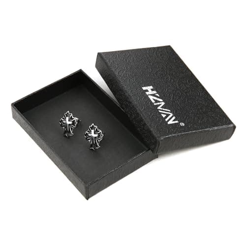 HZMAN Retro Hypoallergenic Stainless Steel Cross Stud Earrings for Men & Women