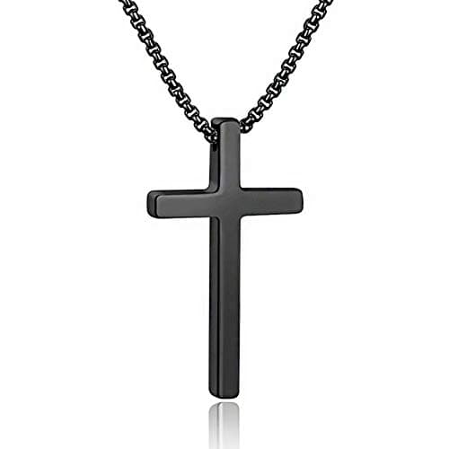 Men's Silver Black Gold Stainless Steel Cross Necklace 16-30 Inch Box Chain