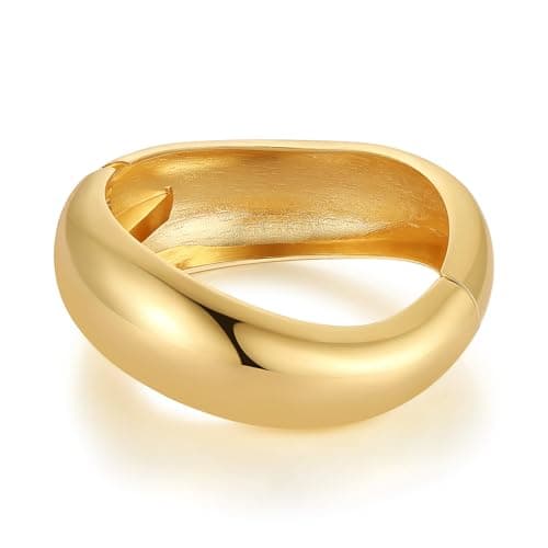 HZMAN Chunky Thick Wide Irregular Open Hinge Bracelet for Women Jewelry Gift