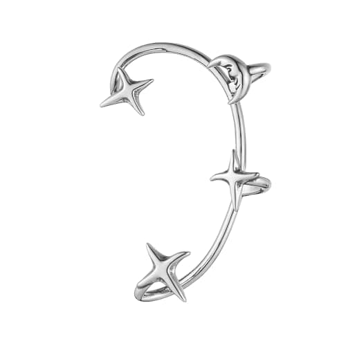 HZMAN Star Moon Ear Cuff Earrings for Women Stainless Steel Jewelry