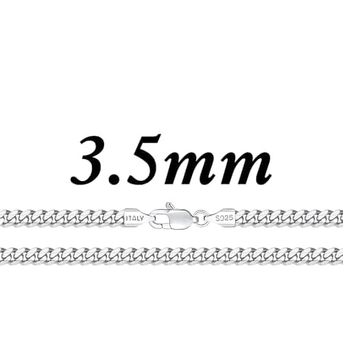 Eterjew Italian Solid 18k Gold Over 925 Sterling Silver Chain Necklace, 3.5mm Cuban Link, Sturdy & Shiny