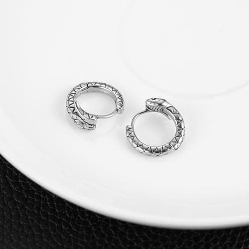 HZMAN Stainless Steel Snake Hoop Earrings for Men & Women