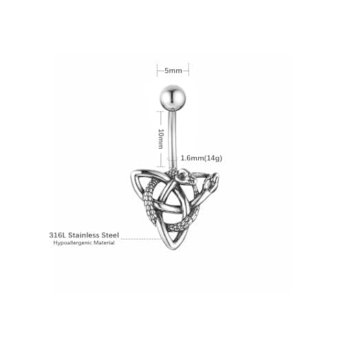 HZMAN 14G Surgical Steel Gothic Celtic Knot Belly Button Rings for Women