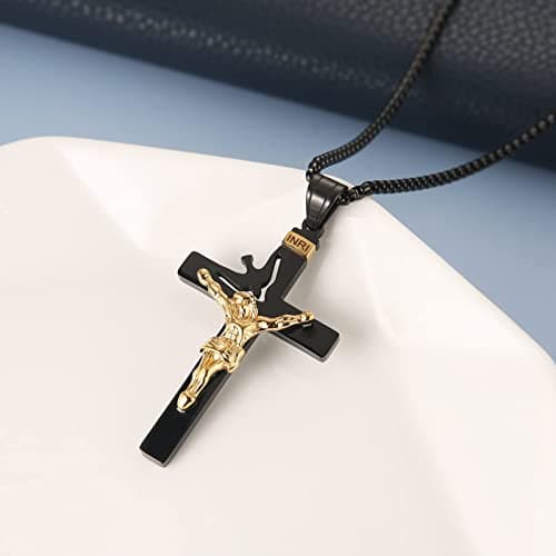 HZMAN Holy Land INRI Cross Crucifix Pendant Necklace + Free Chain