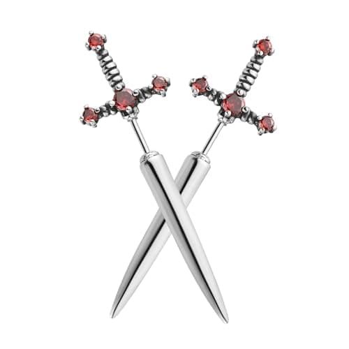 HZMAN Gothic Punk Stainless Steel Dagger Earrings for Men and Women