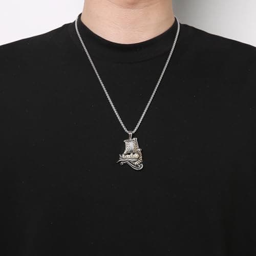 HZMAN Norse Viking Ship Sailing Necklace for Men