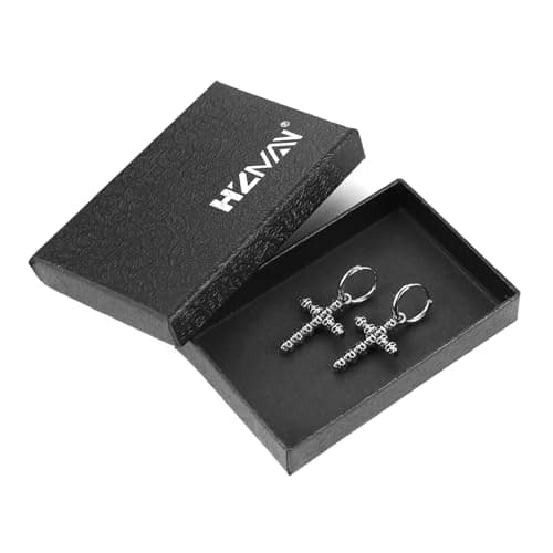 HZMAN Men's Stainless Steel Gothic Punk Skull Cross Earrings