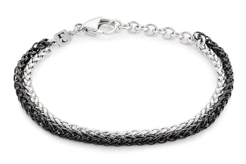 Galis Stainless Steel Rope Chain Bracelet for Men - Silver & Black 7"