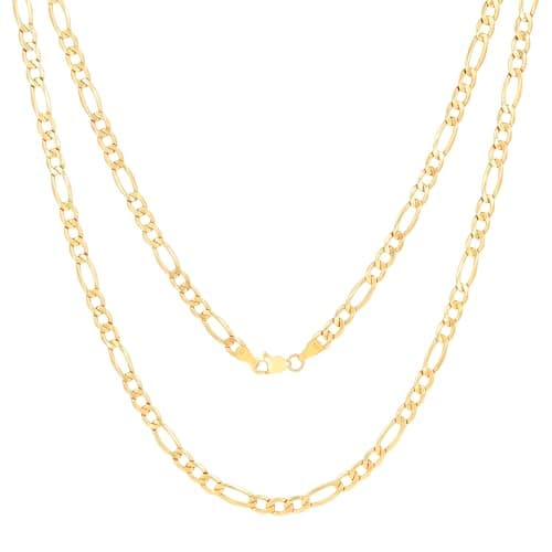 Nuragold Real 10k Yellow Gold Figaro Chain Necklace (16"-30") Italian Jewelry
