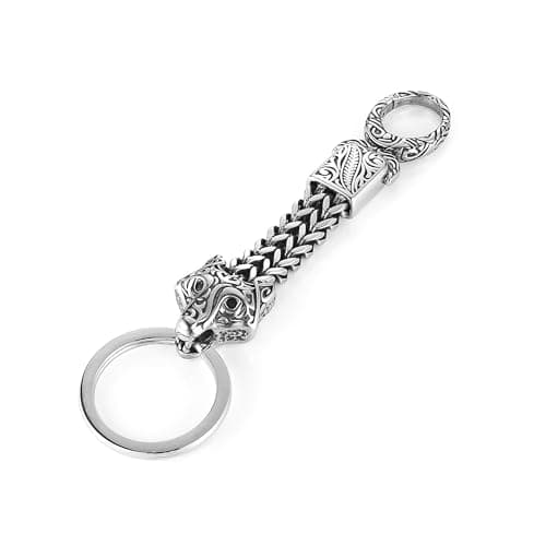 HZMAN Stainless Steel Heavy Duty Car Key Holder & Motorcycle Key Chain Cool Viking Animal Design