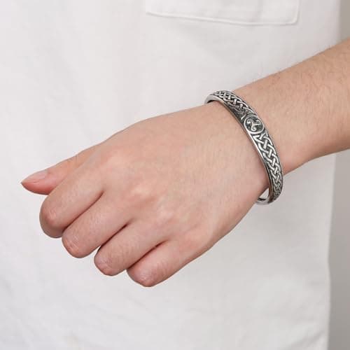 Nordic Viking Celtic Knot Bracelet for Men - Stainless Steel Cuff Bracelet