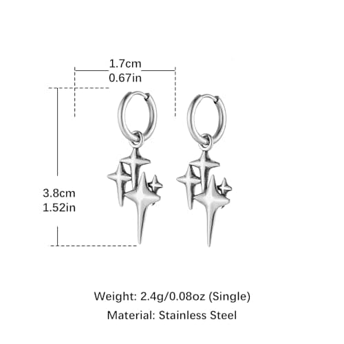 HZMAN Stainless Steel Retro Hinged Huggie Hoop Earrings for Men & Women Jewelry Gift