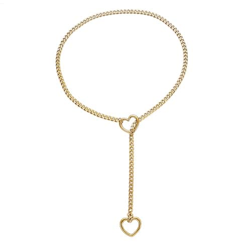 Qitian Men's Punk Gothic Stainless Steel Y-Necklace, Adjustable Heart O-Ring Necklace