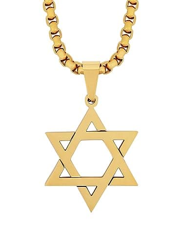 HAQUIL Gold Plated Star of David Necklace - Six Pointed Pendant with Box Chain, Ideal Jewish Gift