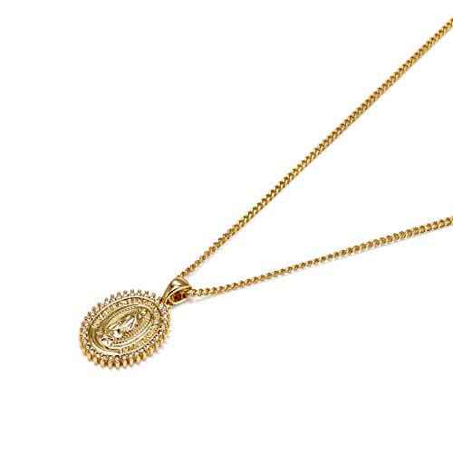 ACC PLANET Gold Plated Virgin Mary Rhinestone Necklace Pendant Ideal for Mother's Day