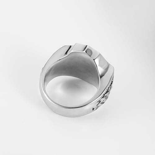 HZMAN Archangel Ring for Men: Stainless Steel Saint Michael Medal Statement Jewelry Gift