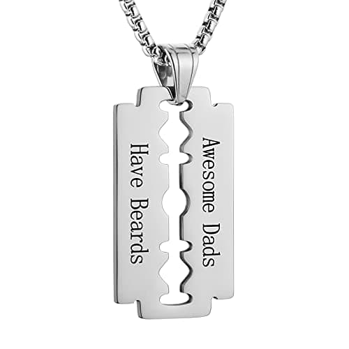 Stainless Steel Razor Blade Dog Tag Pendant Necklace