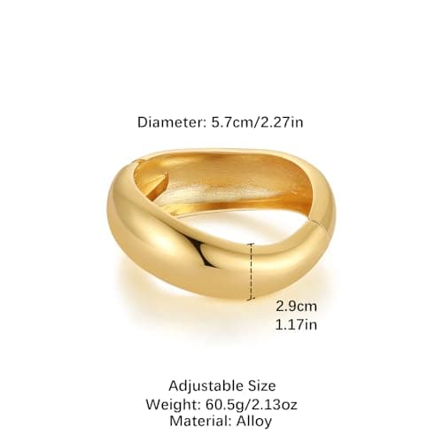 HZMAN Chunky Thick Wide Irregular Open Hinge Bracelet for Women Jewelry Gift