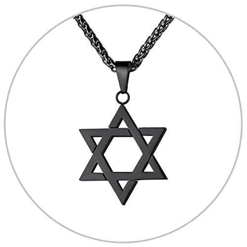 Star of David Necklace for Men and Women - Gold/Stainless Steel Hexagon Pendant