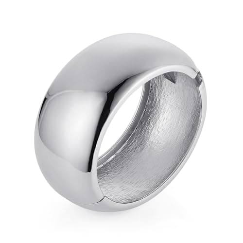 HZMAN Thick Wide Polished Open Hinge Bracelet for Women