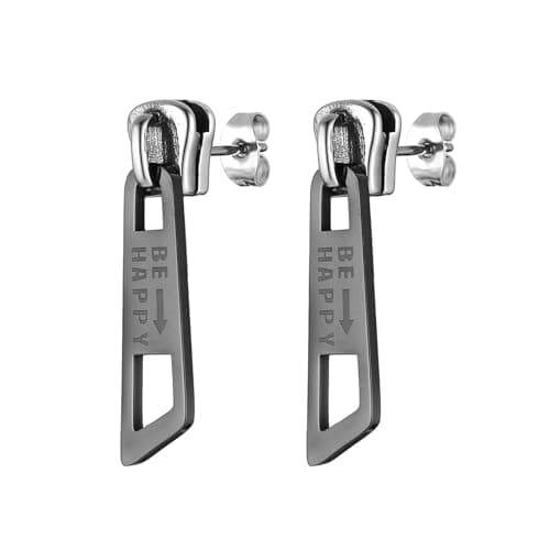 HZMAN Vintage Punk Cute Surgical Steel Zipper Stud Earrings