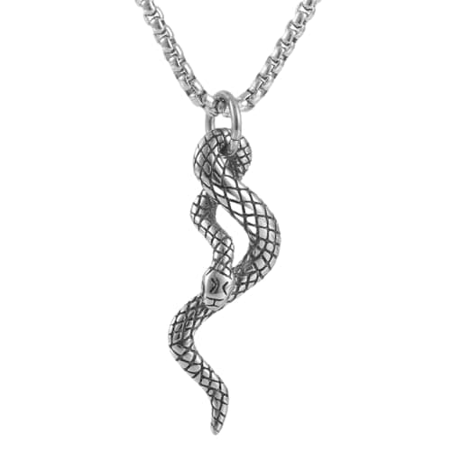 Stainless Steel Snake Pendant Necklace by PEAS Punk Jewelry