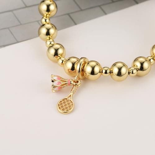HZMAN Adjustable 14K Gold Plated Beaded Bracelet for Women Cute Gift Jewelry