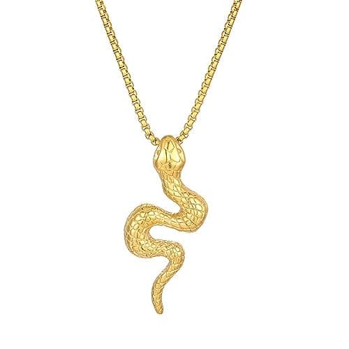 PAURO Men's Vintage Gothic Stainless Steel Snake Pendant Necklace