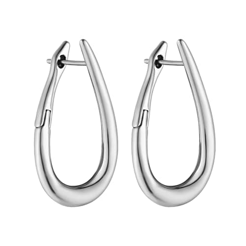 HZMAN Lightweight Stainless Steel Geometric Irregular U-Shaped Earring Jewelry