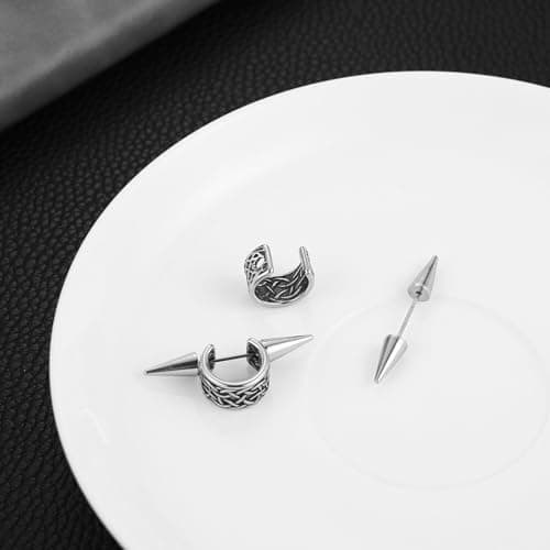 HZMAN Detachable Gothic Punk Earrings for Men & Women Stainless Steel Jewelry