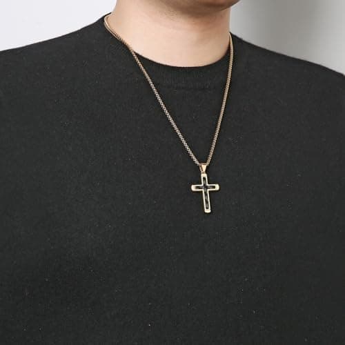 HZMAN Polished Stainless Steel Cross Necklace for Men & Women Christian Faith Jewelry Gift