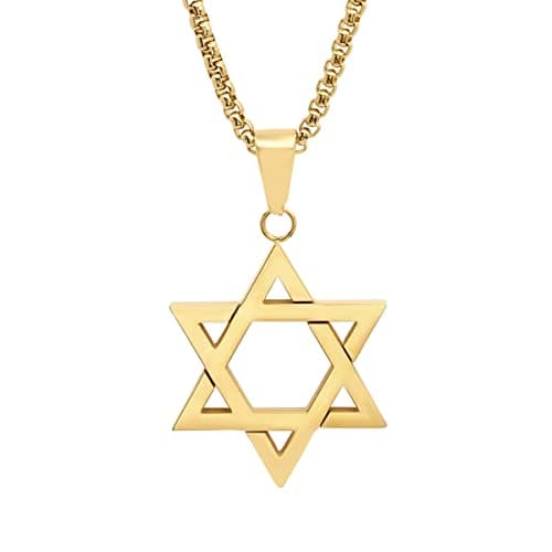 STEELTIME NYC Men's Stainless Steel Star of David Pendant Necklace - Jewish Men's Accessory