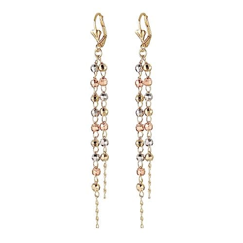 HZMAN Dainty 14K Gold Plated Long Tassel Rosary Beads Earrings for Women
