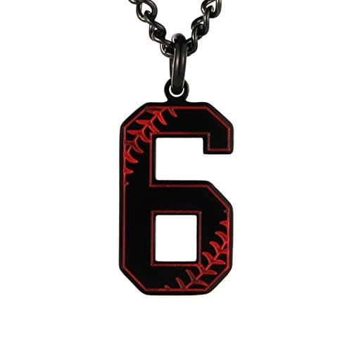 HZMAN Baseball Initial Pendant Necklace - Stainless Steel Jersey Number Charms