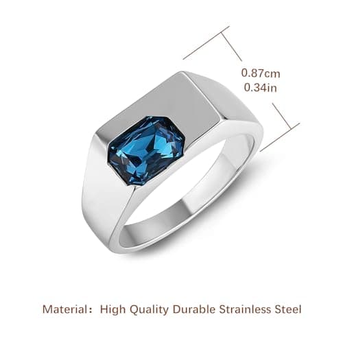 HZMAN Crystal Stainless Steel Rhinestone Ring for Wedding Cocktail Party Gift