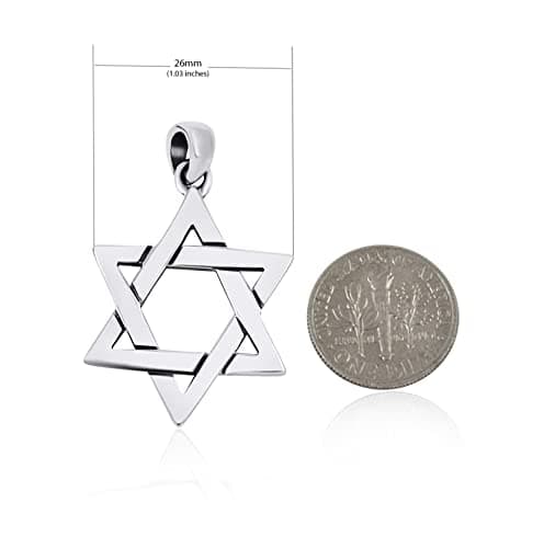 Sterling Silver Star of David Necklace Pendant for Men and Women
