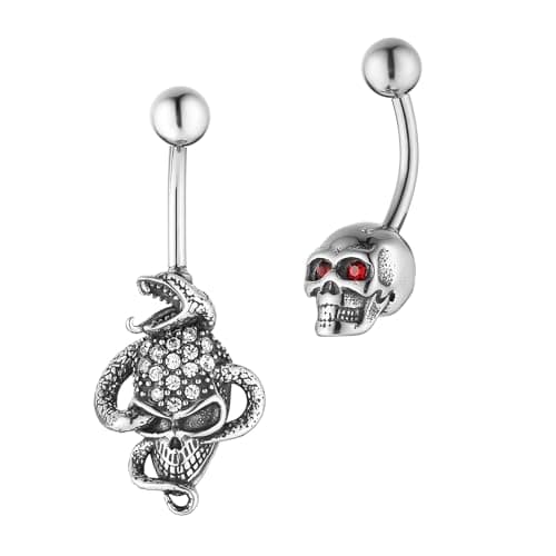 HZMAN 14G Surgical Steel Gothic Belly Button Rings for Women