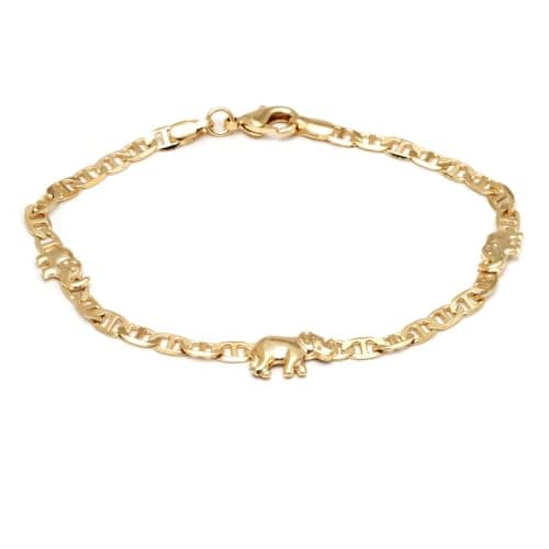 Barzel 18K Gold Plated Flat Marina Elephant Anklet, Made in Brazil