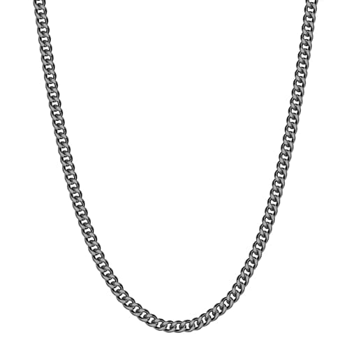 Stainless Steel Cuban Link Chain for Men & Women - Silver/Black/14K Gold Plated - 18/20/22/24/30 Inch