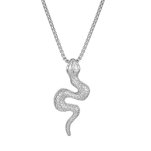 PAURO Men's Vintage Gothic Stainless Steel Snake Pendant Necklace