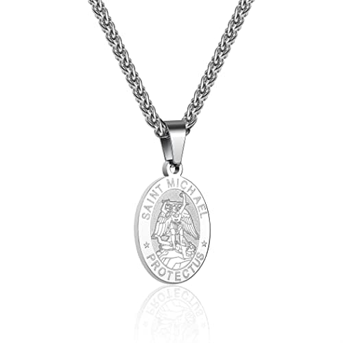 Stainless Steel Catholic Patron Saints Necklace 24 Inches