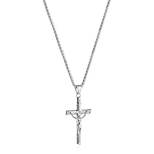 HZMAN Crucifix Cross Pendant Necklace with Chain for Men and Women
