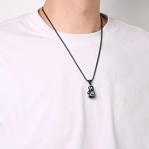 HZMAN Punk Stainless Steel Boxing Glove Chain Pendant Necklace