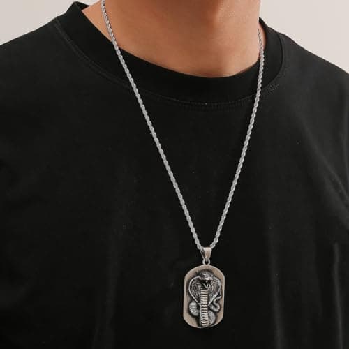 MollyQueen Stainless Steel Snake Necklace for Men and Women - Punk Jewelry