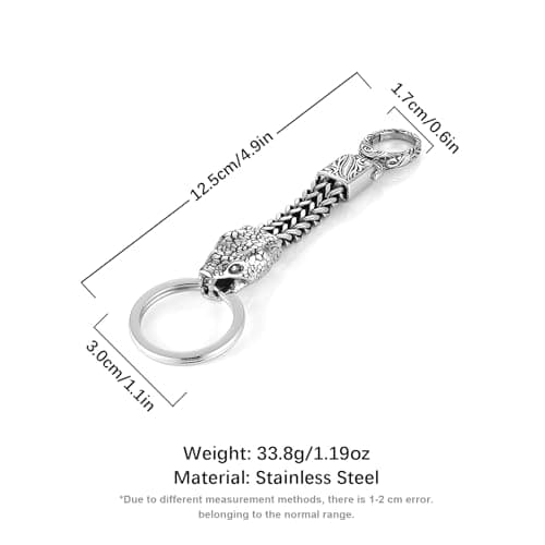 HZMAN Stainless Steel Heavy Duty Car Key Holder & Motorcycle Key Chain Cool Viking Animal Design