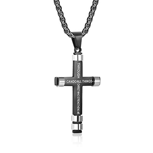 ZRAY Philippians 4:13 Strength Necklace for Men - I CAN DO ALL THINGS Pendant Gift