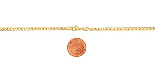 Barzel 18K Gold Plated Curb/Cuban Link Chain Necklace - 2MM, 3MM, 4MM, 5MM, Brazil